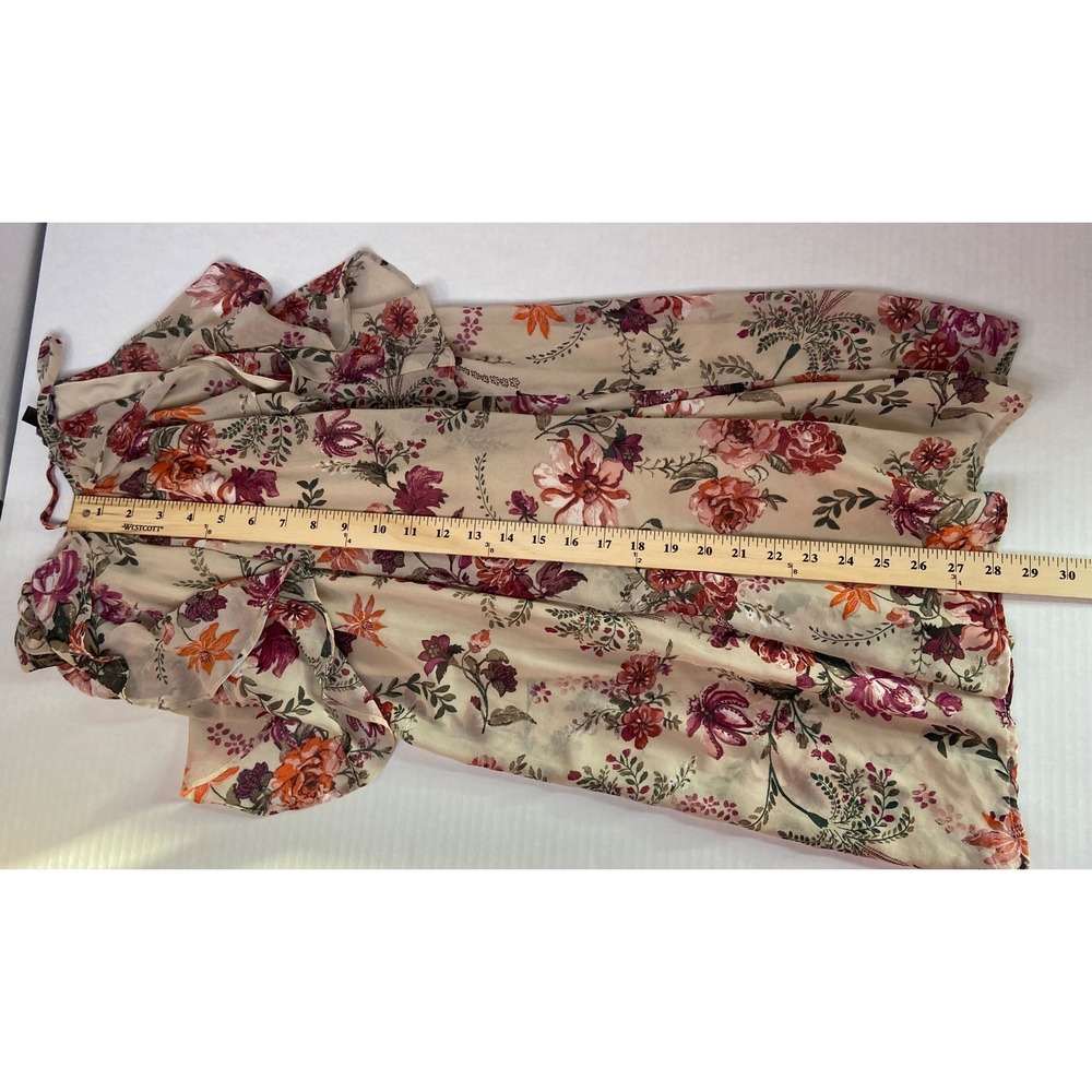 AS U WISH Floral Cold Shoulder Ruffle Dress Beige Pink Purple Orange Size S - Picture 6 of 10